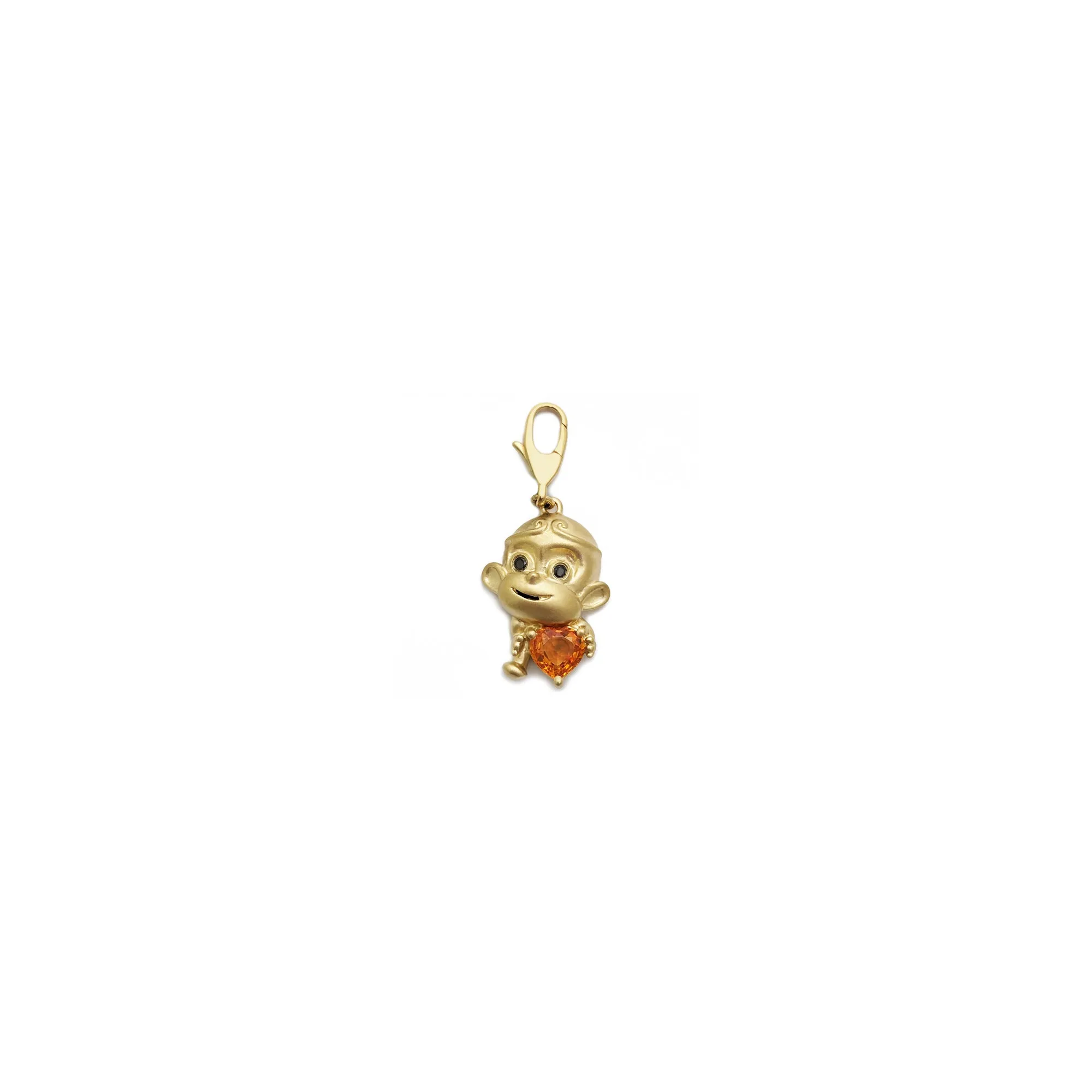 Diamond Chinese Zodiac Monkey with Citrine Heart Pendant (18K)