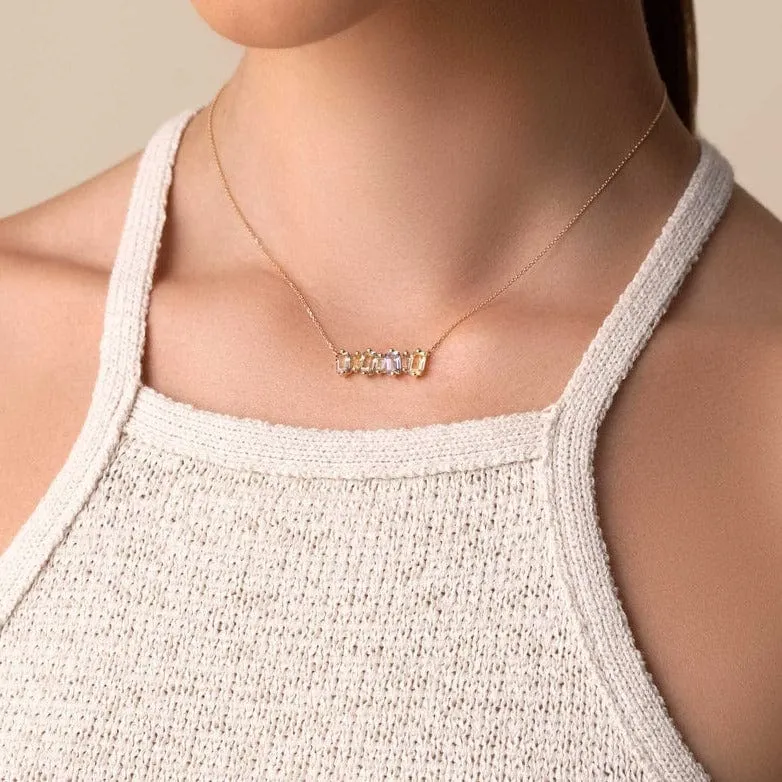 Emerald Cut Pastel Bar Pendant