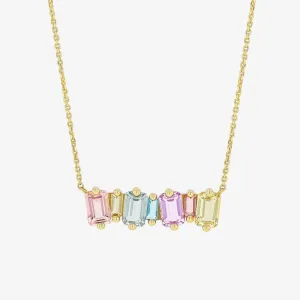 Emerald Cut Pastel Bar Pendant