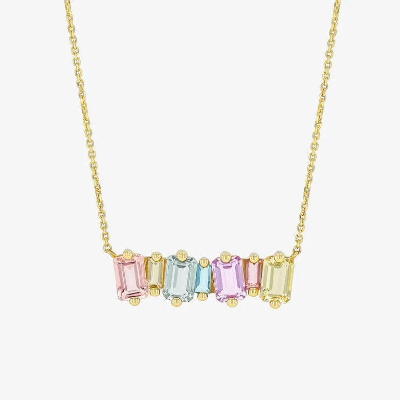 Emerald Cut Pastel Bar Pendant