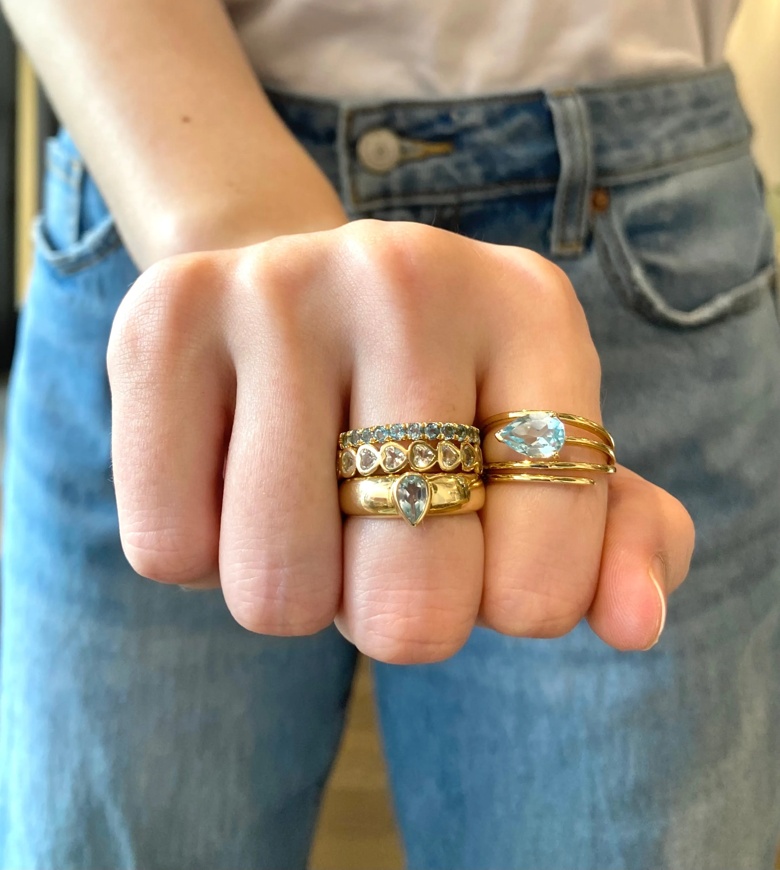 Eternity Blue Topaz Bezel Heart Ring