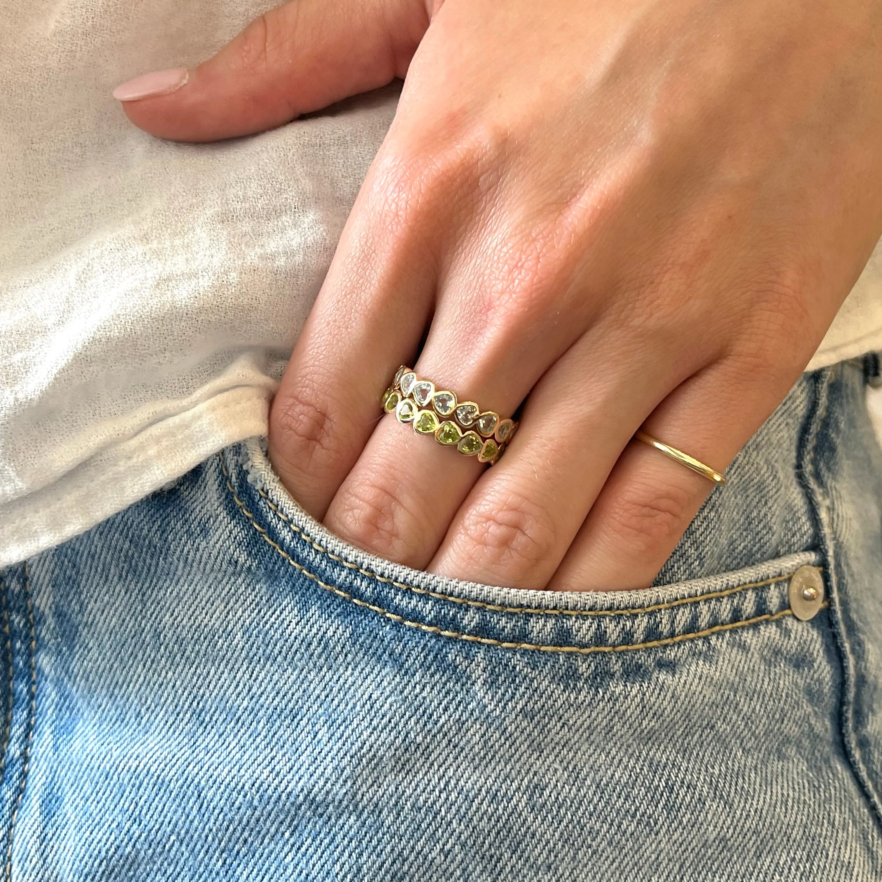 Eternity Blue Topaz Bezel Heart Ring