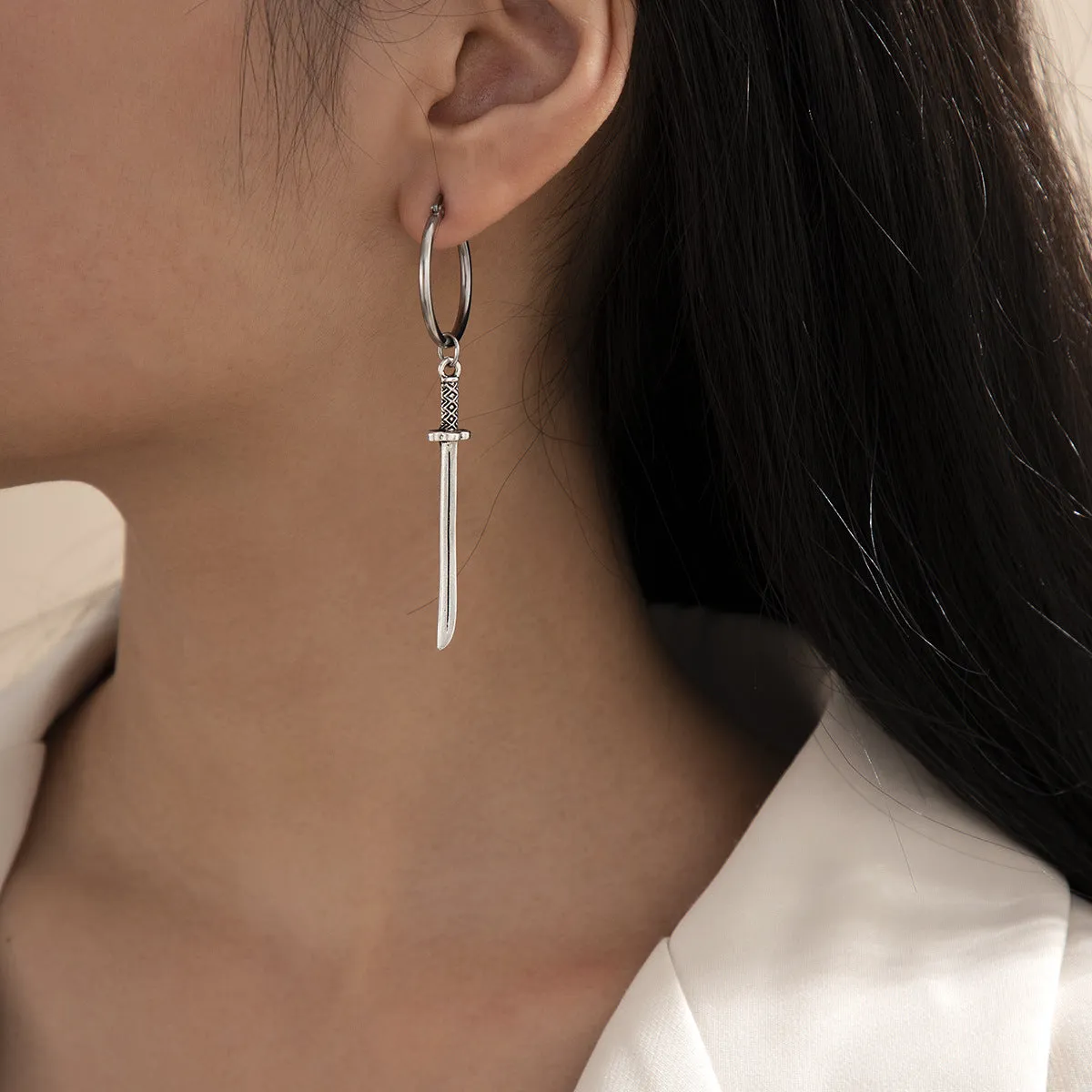 Exaggerated Personality Long Cross Sword Earrings