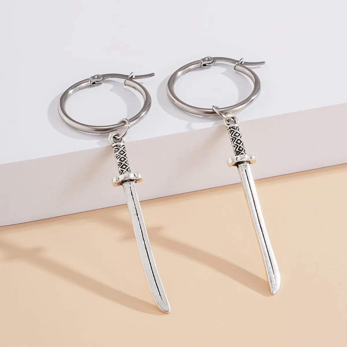 Exaggerated Personality Long Cross Sword Earrings