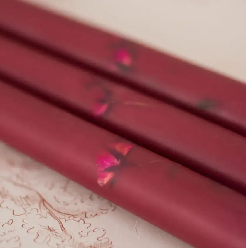 Floral Inlaid Taper - Wine