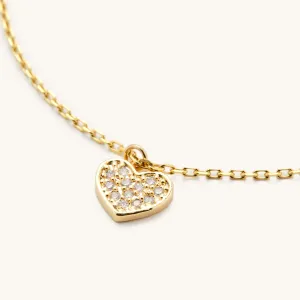 Gold Crystal Heart Necklace