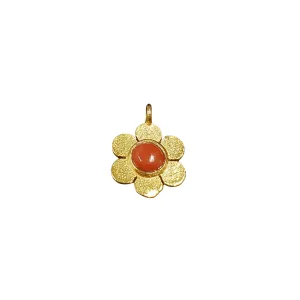 Gold Vermeil Red Coral Flower Charm