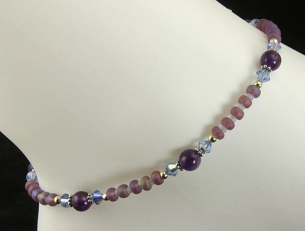 Iridescent Sapphire Amethyst Gemstone Anklet