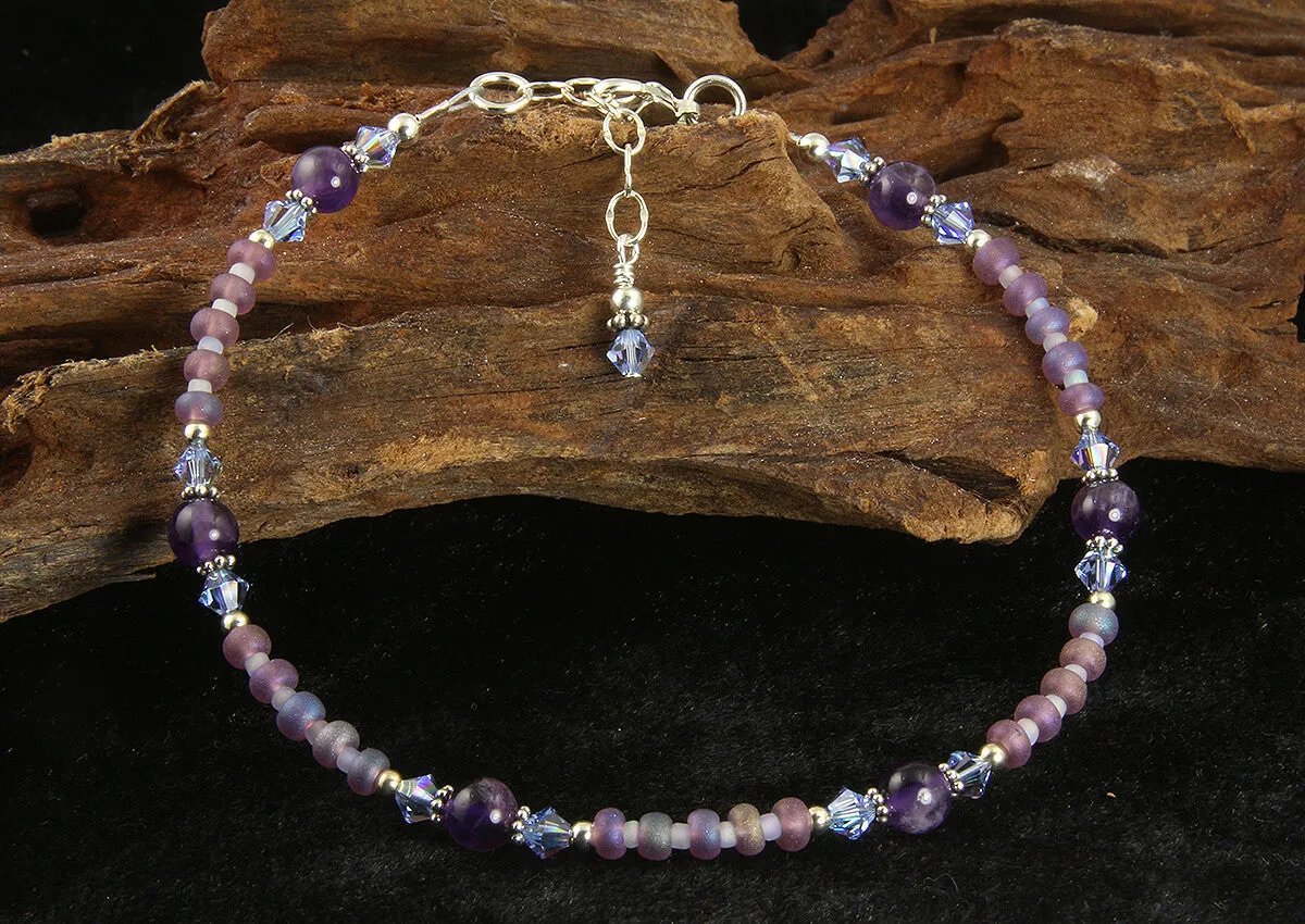 Iridescent Sapphire Amethyst Gemstone Anklet