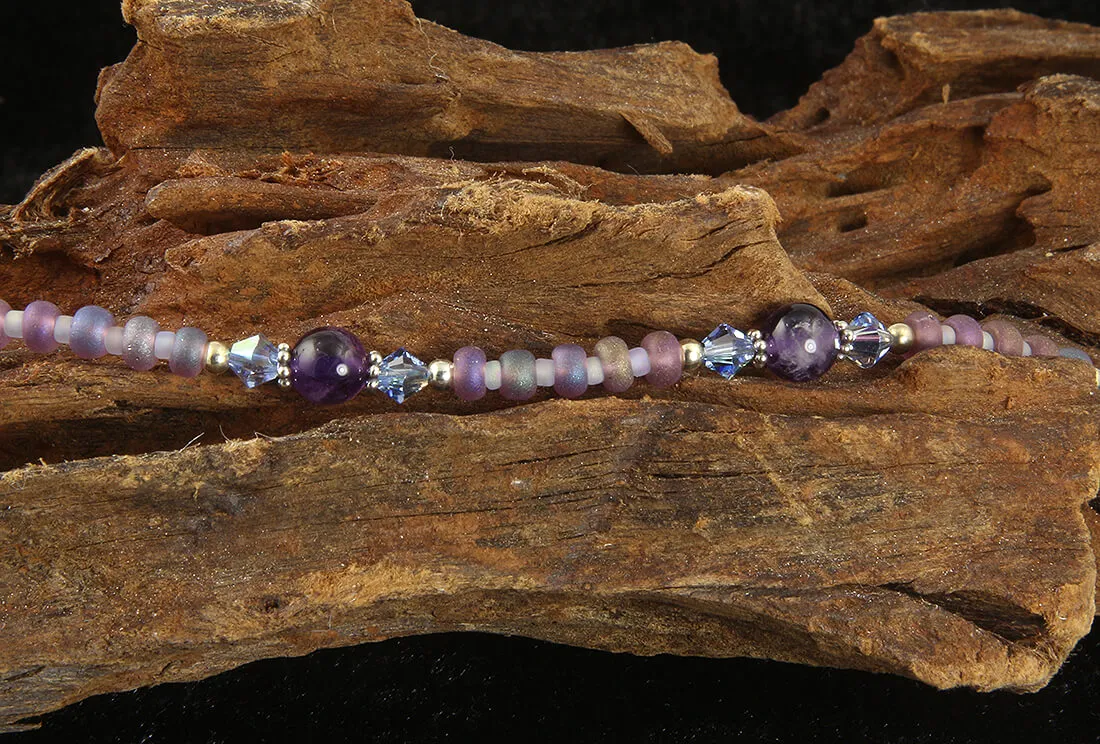 Iridescent Sapphire Amethyst Gemstone Anklet