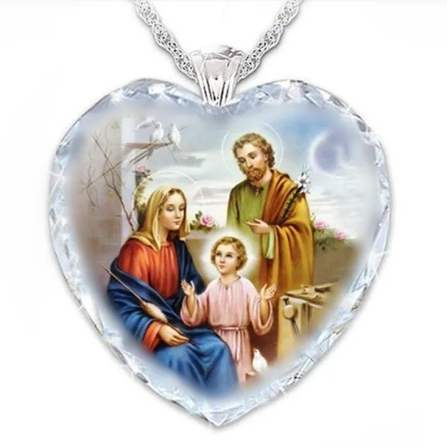 Jesus Christ Cross Pendant Necklaces Alloy Bead Long Chain Mens Women Virgin Mary Christian Fashion Jewelry Rosary Necklace