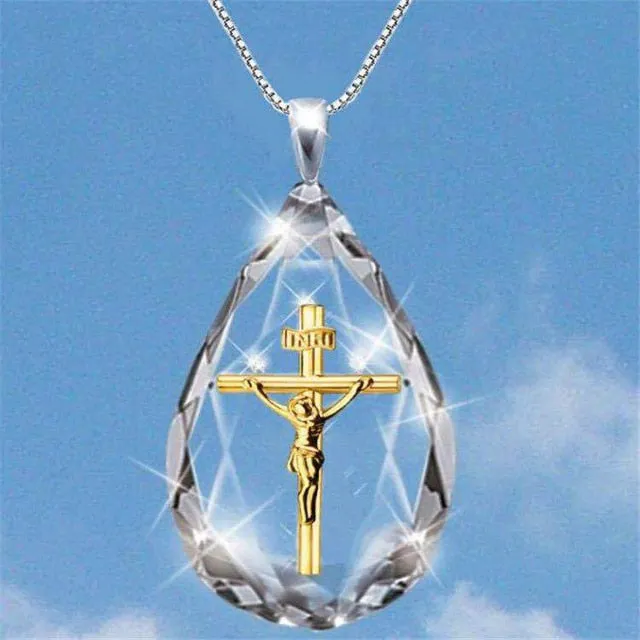 Jesus Christ Cross Pendant Necklaces Alloy Bead Long Chain Mens Women Virgin Mary Christian Fashion Jewelry Rosary Necklace