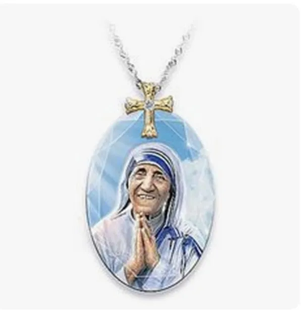 Jesus Christ Cross Pendant Necklaces Alloy Bead Long Chain Mens Women Virgin Mary Christian Fashion Jewelry Rosary Necklace