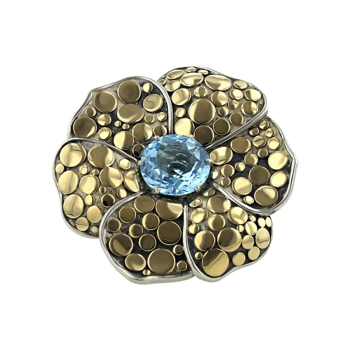 John Hardy Blue Topaz Frangipani Flower Ring