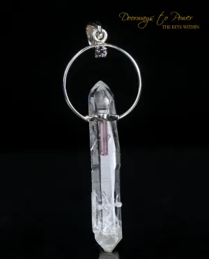 Lemurian Light Double Terminated Pink Tourmaline Pendant SS