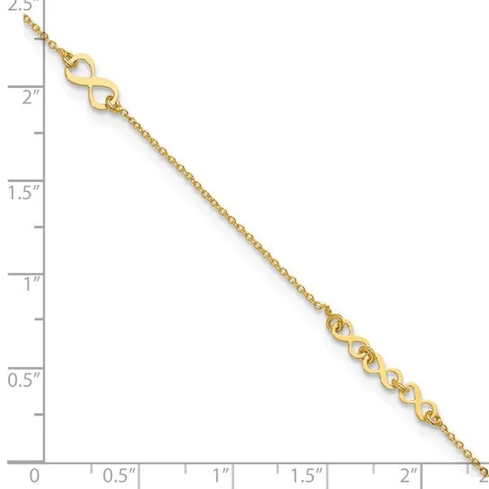 Leslie's 10K Polished and Dia-cut Infinity 10in Plus 1in ext. Anklet