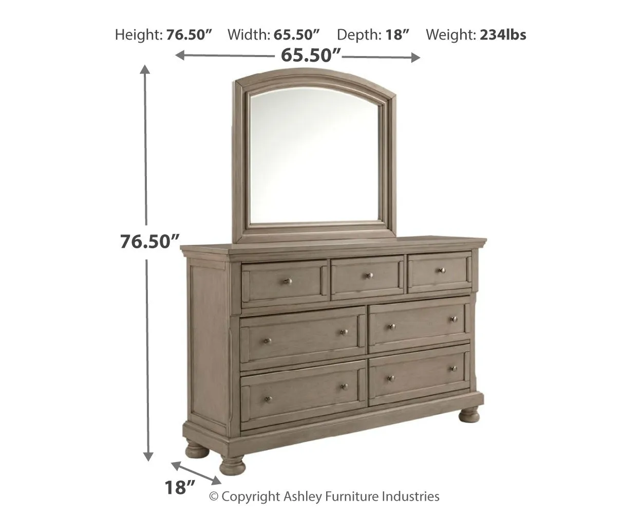 Lettner King Panel Bed with Mirrored Dresser, Chest and 2 Nightstands