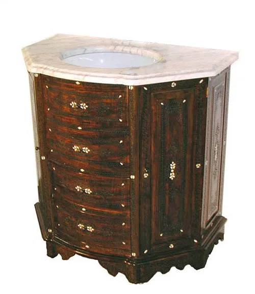 Levantine Spirit: Hand-Crafted Bathroom Vanity with Mother of Pearl Inlay