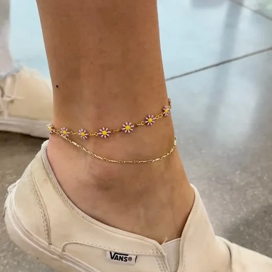 Lilac Daisy Anklet