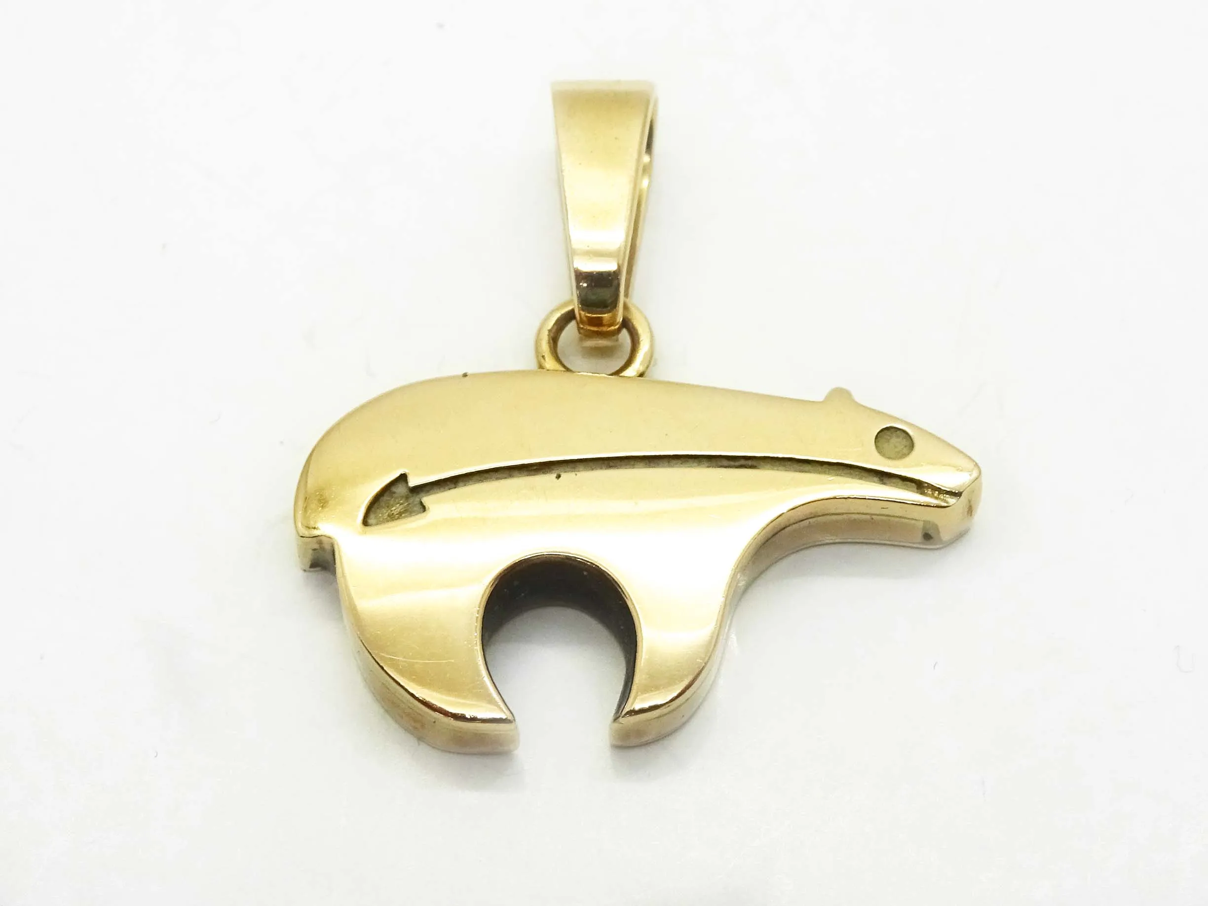 LT Designer Bear Arrow Shaped Pendant 14k Gold 8.6 Grams