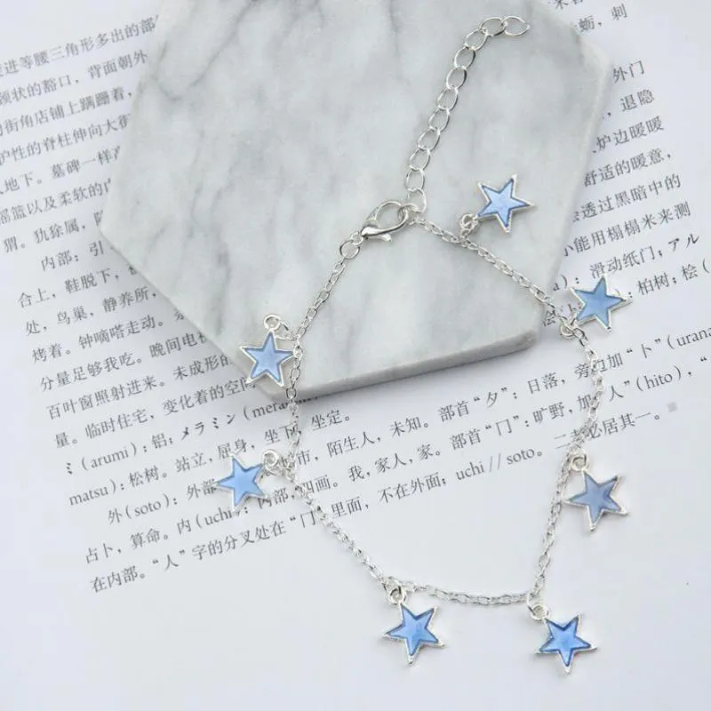 Luminous Ladies Beach Winds Blue Pentagon Star Anklet