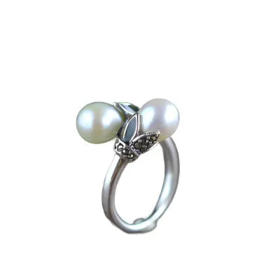 Luxe Tulip Pearl Ring 925 Silver