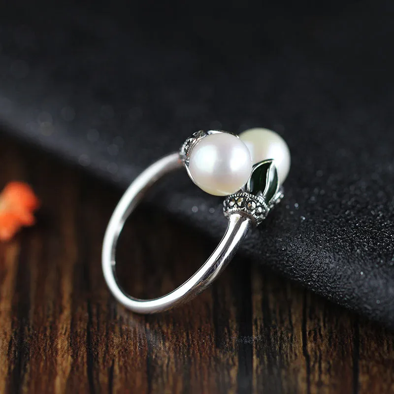 Luxe Tulip Pearl Ring 925 Silver