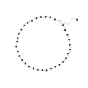 Midnight Magic! 9.5" 1" Sterling Silver Bead Anklet