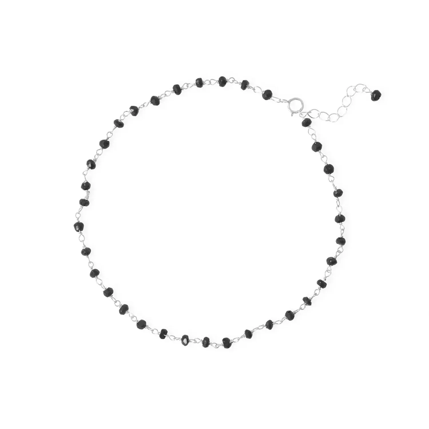 Midnight Magic! 9.5" 1" Sterling Silver Bead Anklet