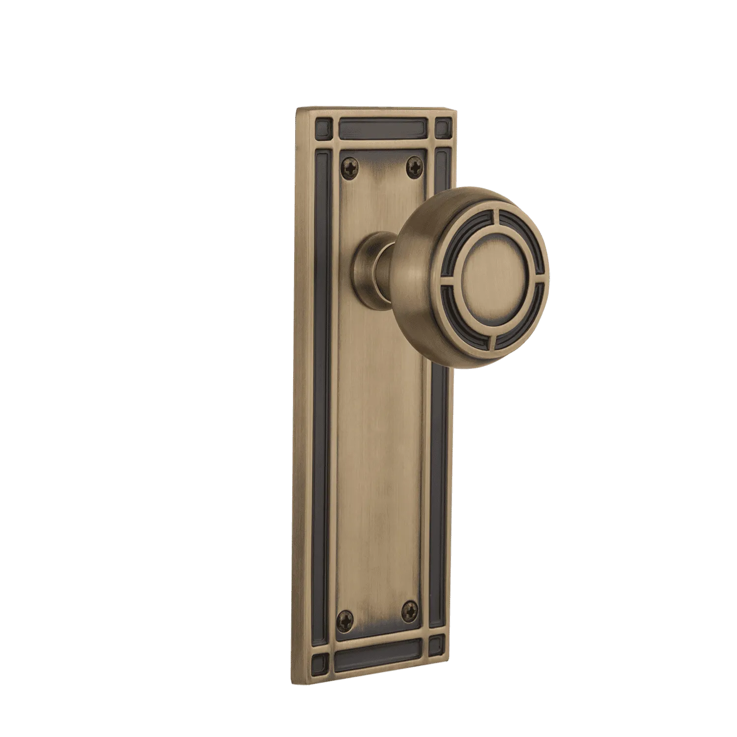 Mission Long Plate with Mission Knob in Antique Brass