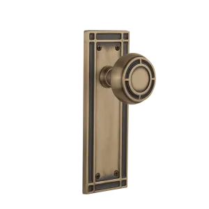 Mission Long Plate with Mission Knob in Antique Brass