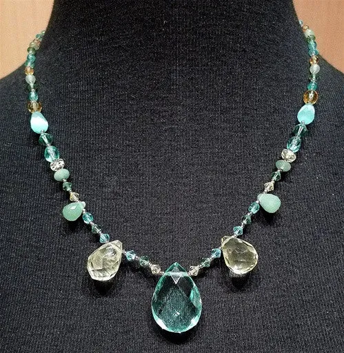 Mixed Blue Tourmaline and Citrine Necklace