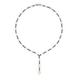 Navy Crystal Necklace with Iridescent Disco Beads