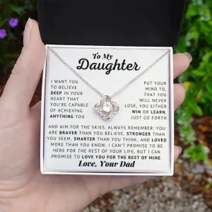 Necklace From Dad To My Daughter - Aim For The Skies - Love, Dad - Love Knot Necklace, Gift for Daughter