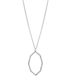 Octagon Pendant Long Necklace Silver