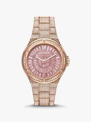 Oversized Lennox Pavé Rose Gold-Tone Watch