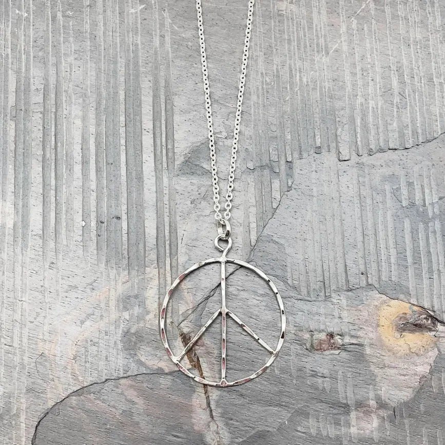 Peace Sign Necklace - Silver