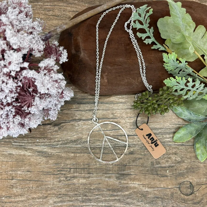 Peace Sign Necklace - Silver