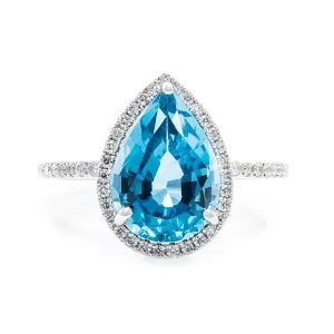 Pear-Shaped Blue Topaz Ring