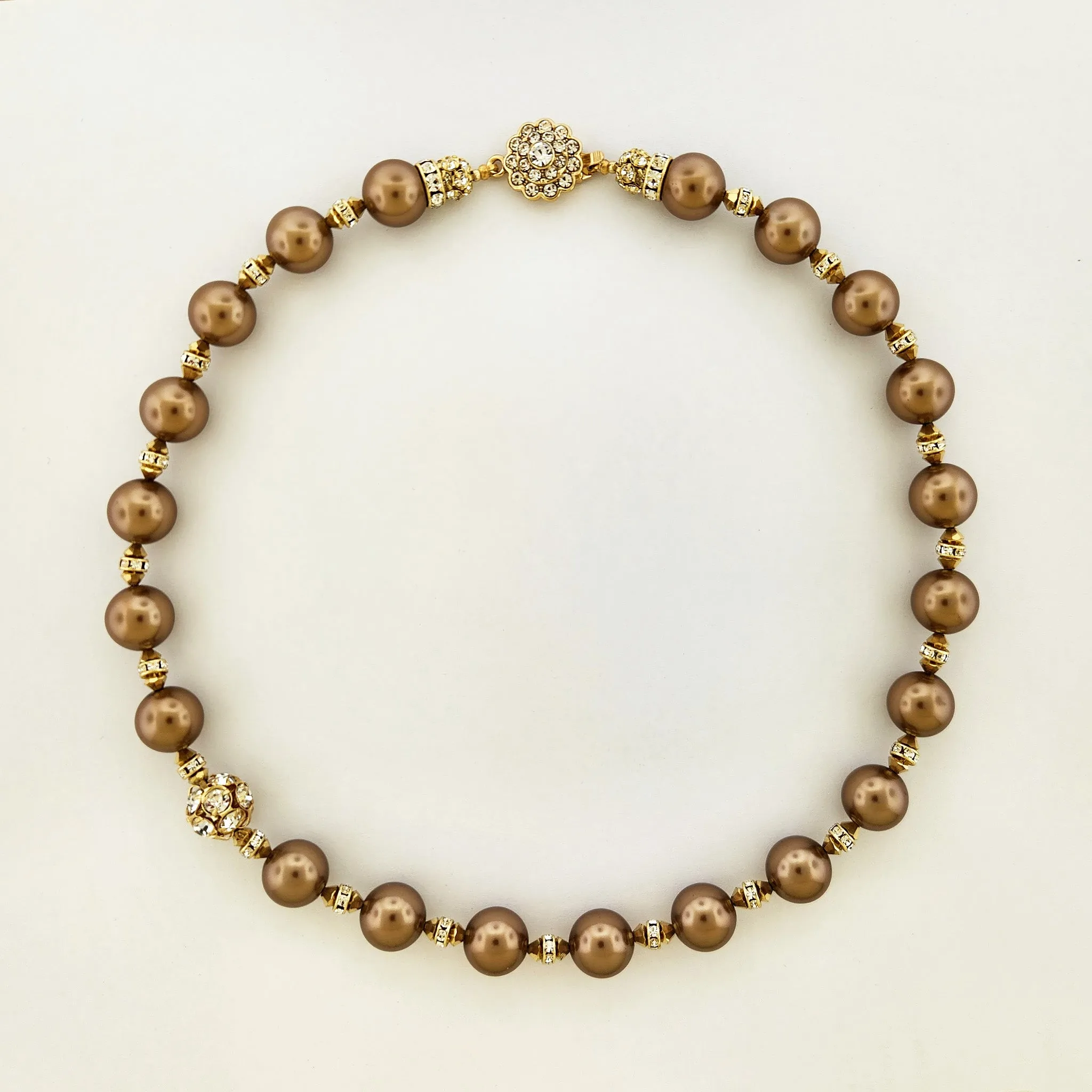 Pearl Necklace with Rhinestone Accents