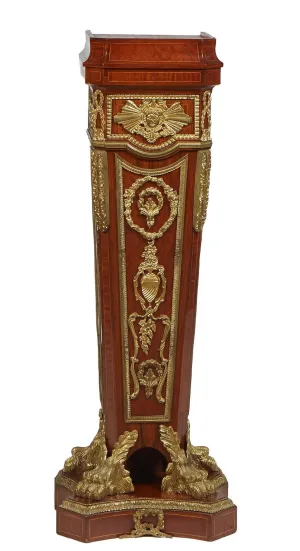 Pedestal, French Empire Style, Gilt Bronze Mounted, Inlaid Kingwood, 20th C.!!