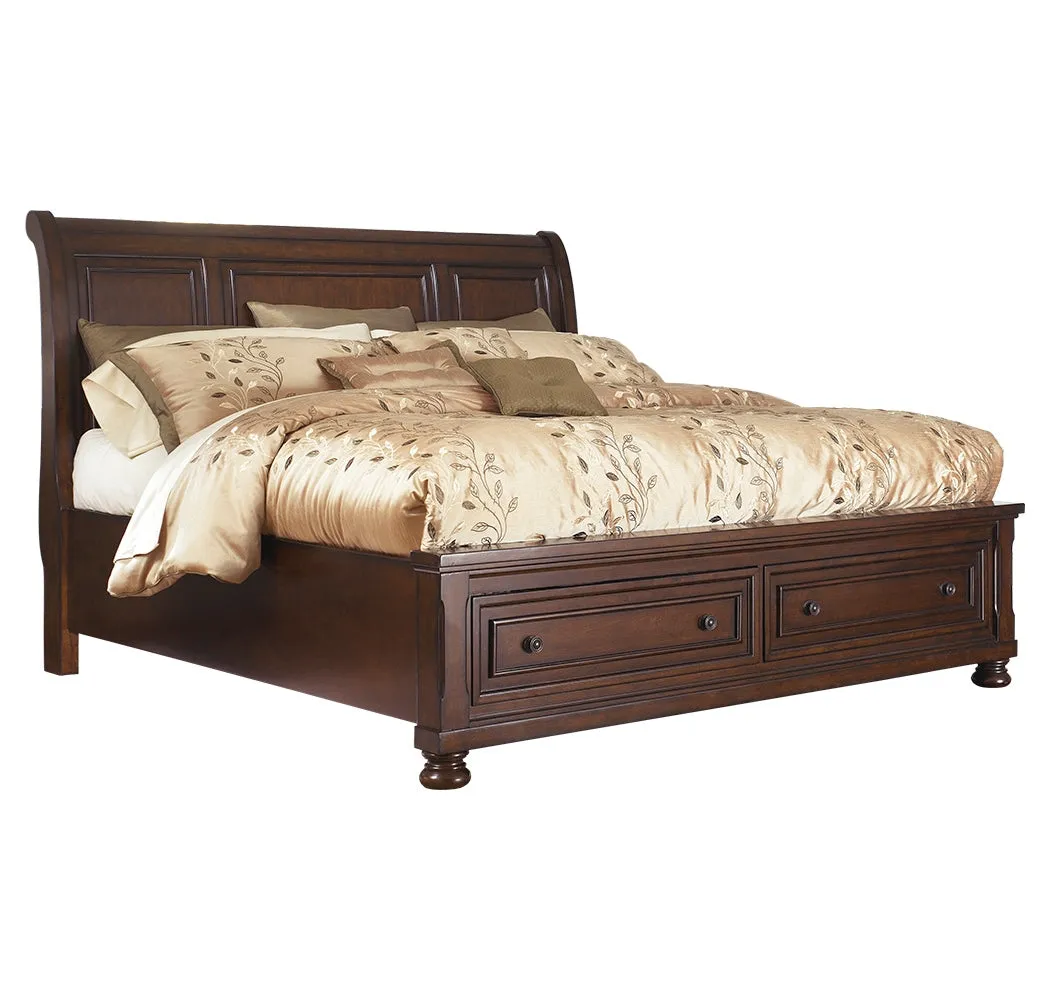 Porter Queen Sleigh Bed with Mirrored Dresser and Chest