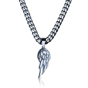 Pro Wing Pendant With 6mm Cuban Link Chain Necklace - Stainless Steel