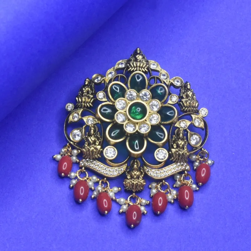 "Goddess Laxmi's Grace: The Exquisite CZ and Kemp Nakshi Pendant from ASP Fashion Jewelry"