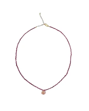 Raspberry Crystal Shell Necklace