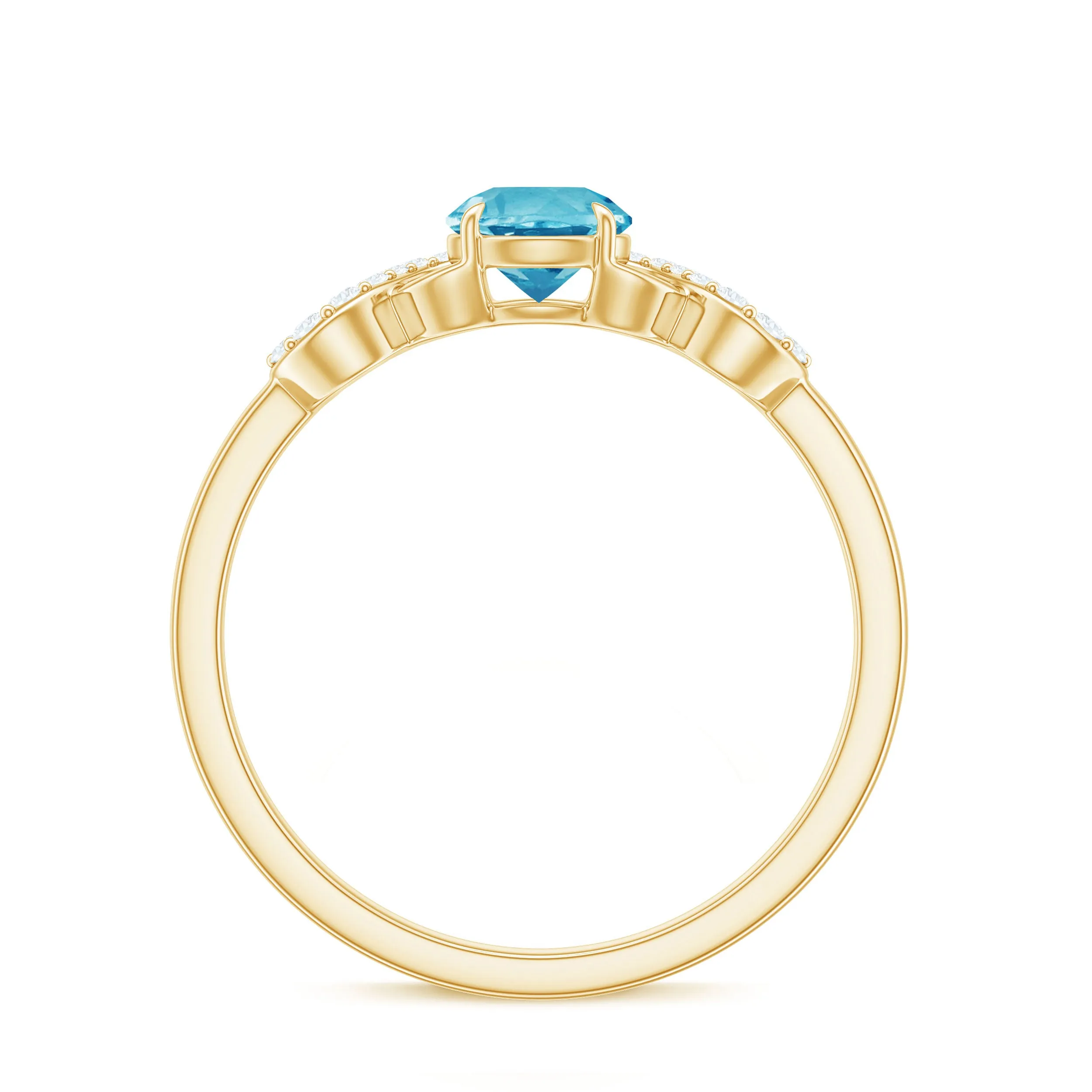 Real Swiss Blue Topaz Infinity Promise Ring with Diamond