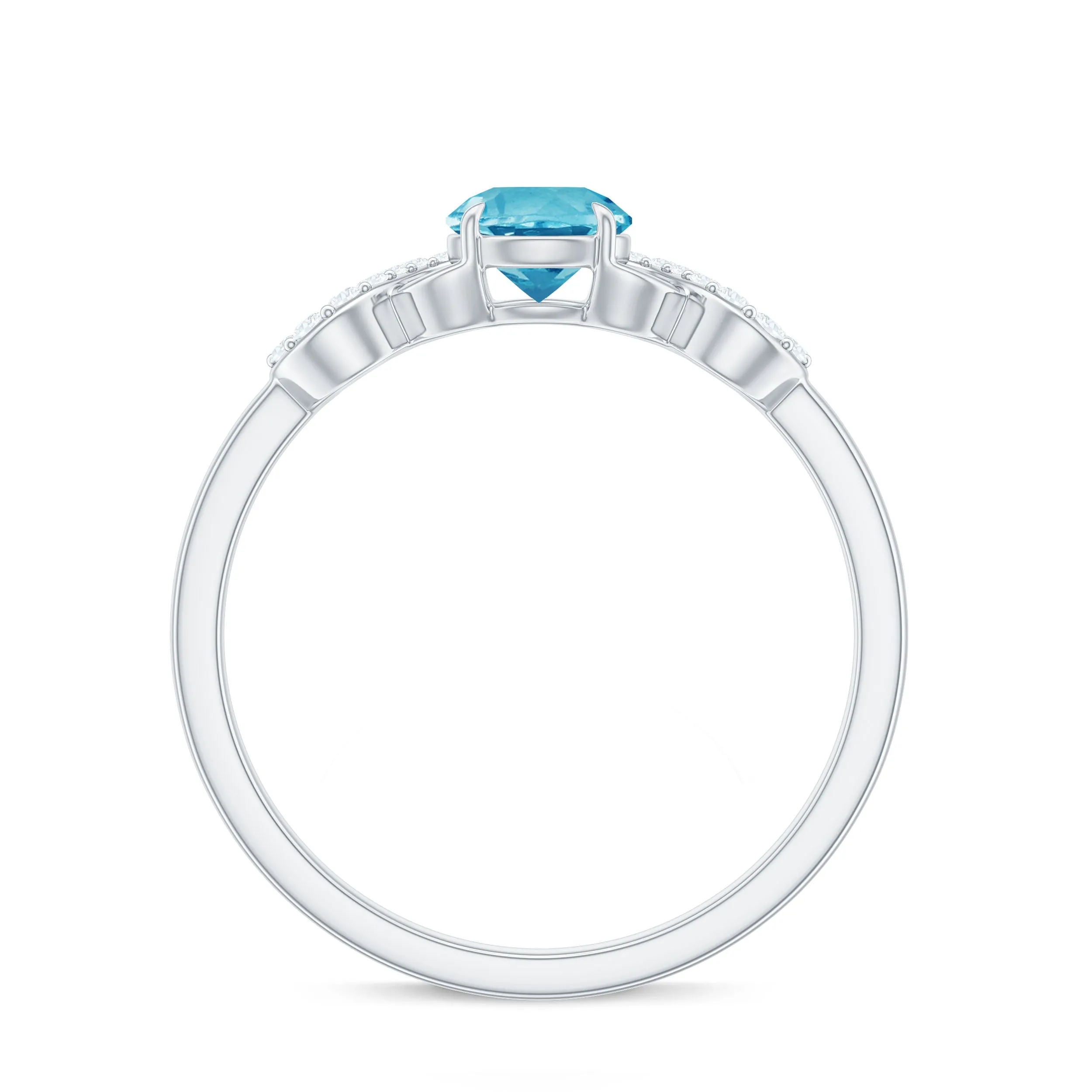 Real Swiss Blue Topaz Infinity Promise Ring with Diamond