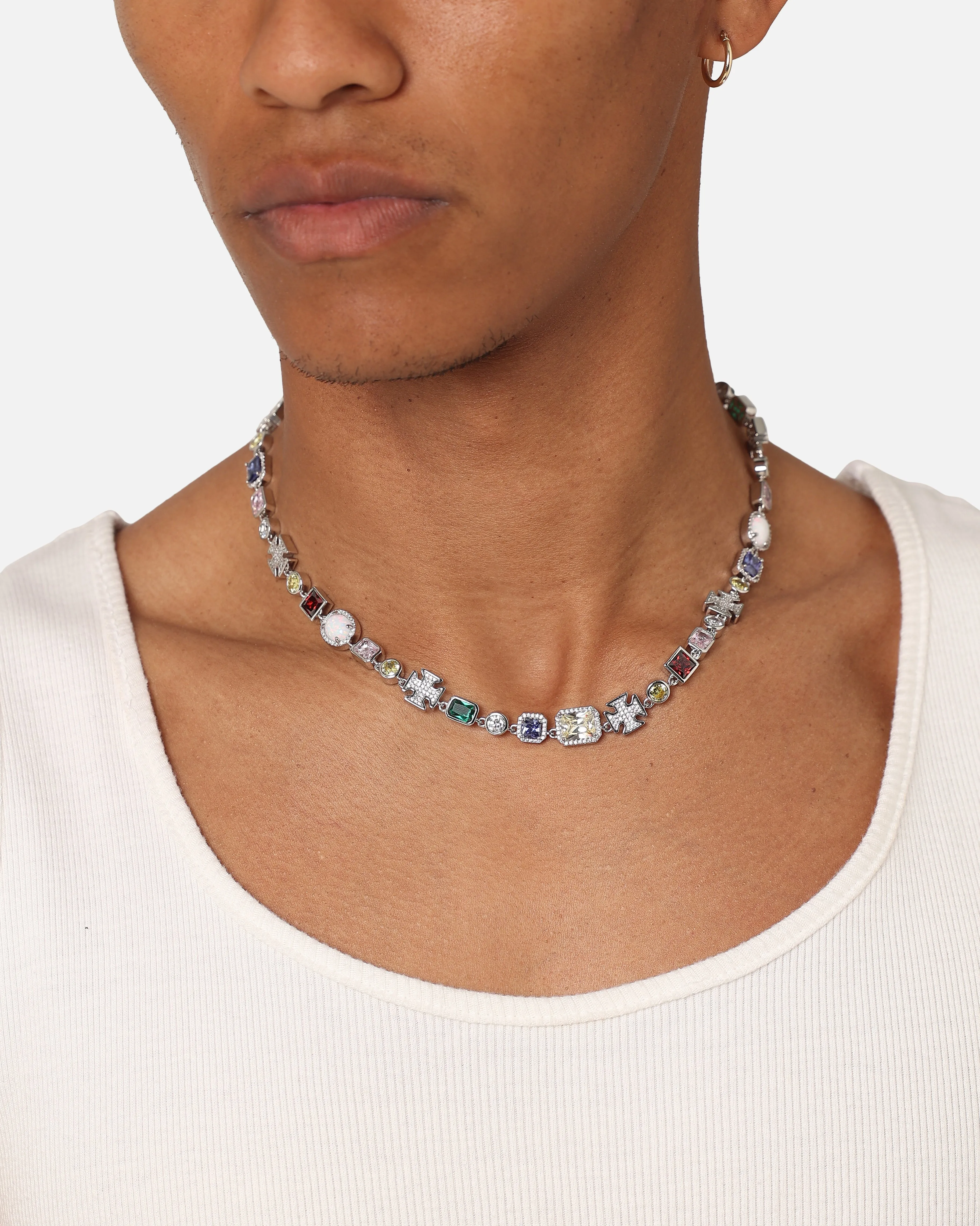 Saint Morta Iced Candy Chain Multi/Iced White Gold