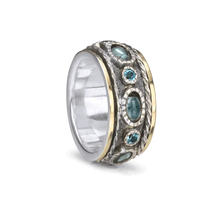 Sky Luxury Fidget Ring with Blue Topaz