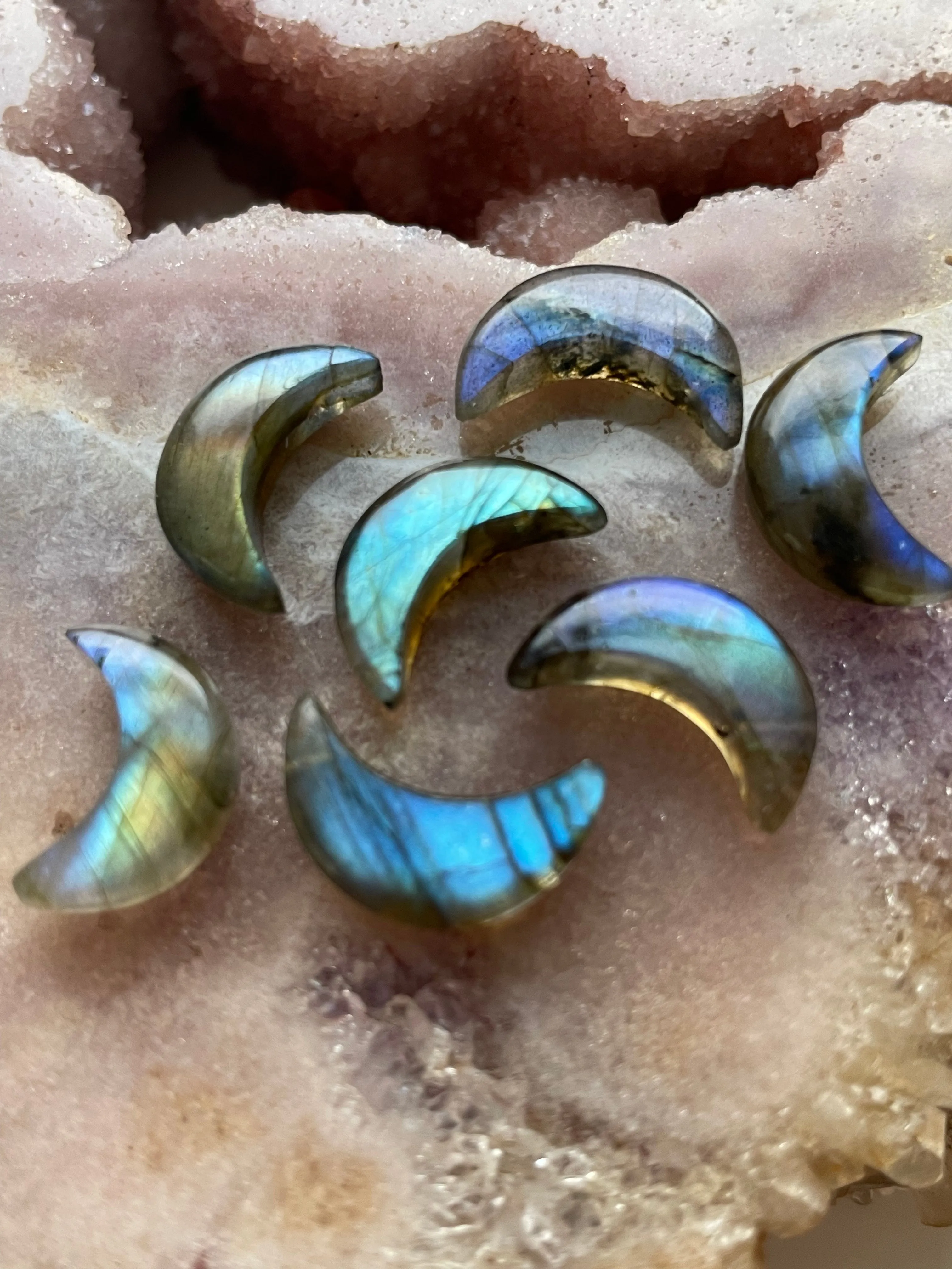 Smooth Labradorite Moon Crystal Necklace